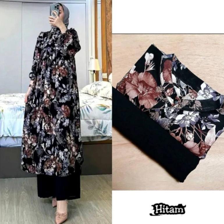 TERBARU BELLA LONG TUNIK SET RAYON DIAMOND BUSUI FRIENDLY