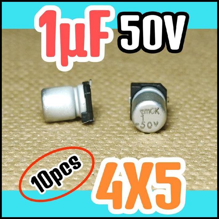 GRATIS ONGKIR 10PCS SOLID KAPASITOR CAPASITOR ELKO ELCO SMD 50V 1UF 50V 1 UF 50 V 50 VOLT 4X5 ORIGIN