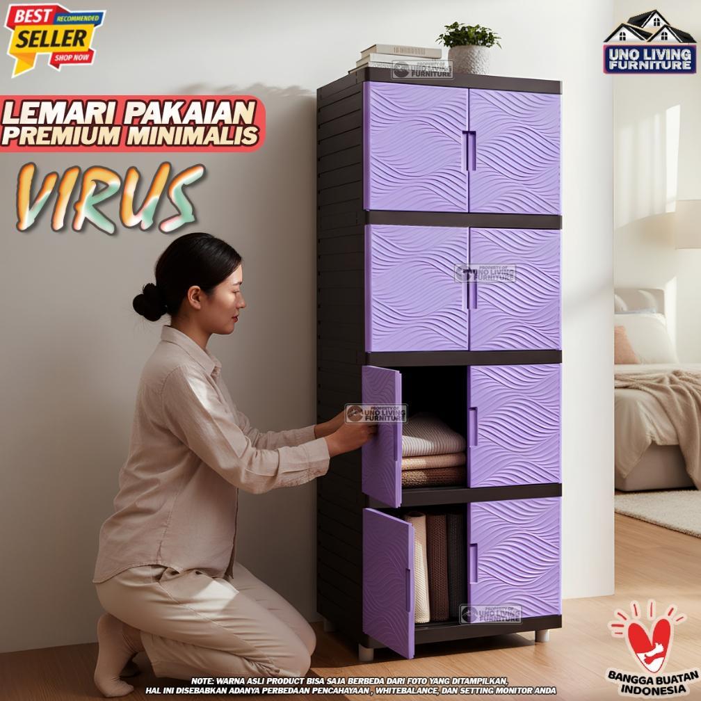 Premium Lemari Pakaian Plastik Kingdom Virus Ungu 4 Susun Lemari Pintu Lemari Plastik Minimalis Lema