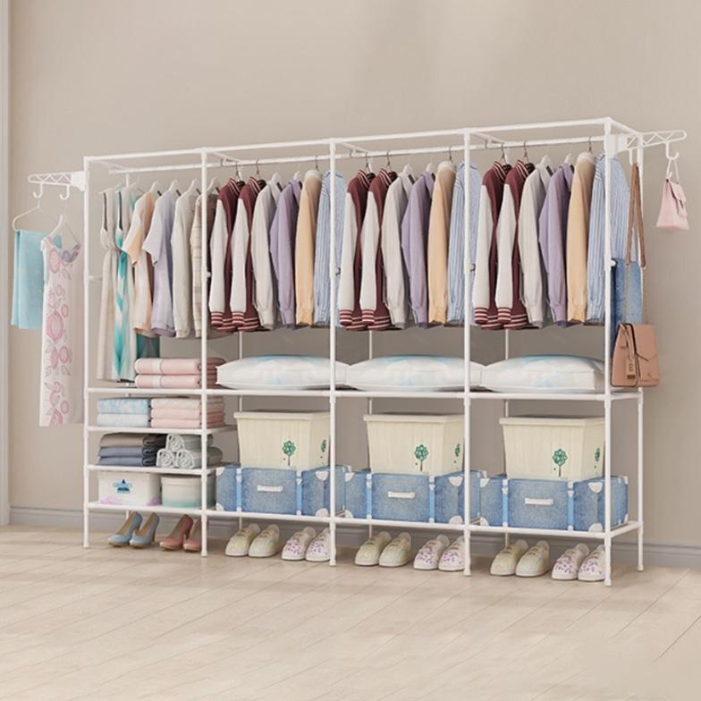 Murah Rak Baju Portable 3/4 Baris Multifungsi Lemari Besi Lantai Kamar Pengering Pakaian Rumah Tangg