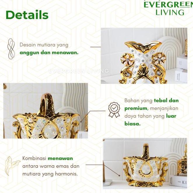 Cod Evergreen Pajangan Dekorasi Display Mutiara Emas Hiasan Wedding Gold Dekorasi Ruangan Ornament U