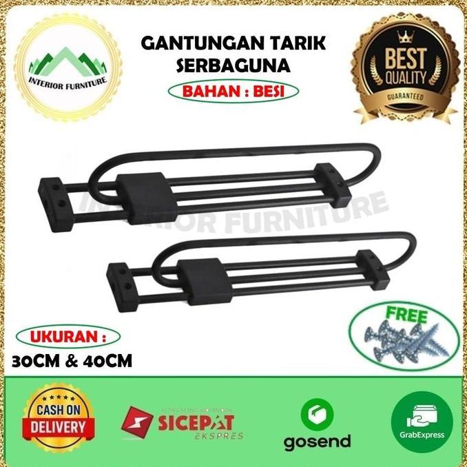 TERLARIS GANTUNGAN PANCI SERBAGUNA TARIK DORONG PANJANG RAK LEMARI KITCHEN SET RAK GANTUNG