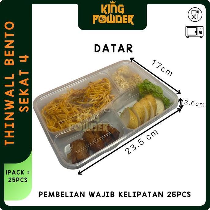 Cucinare- Tempat Bento Sekat 4 | Thinwall Bento Sekat 4