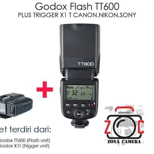 Paket Godox TT600 + Trigger X1T Canon Nikon Fuji Sony TT 600 X1 XT1