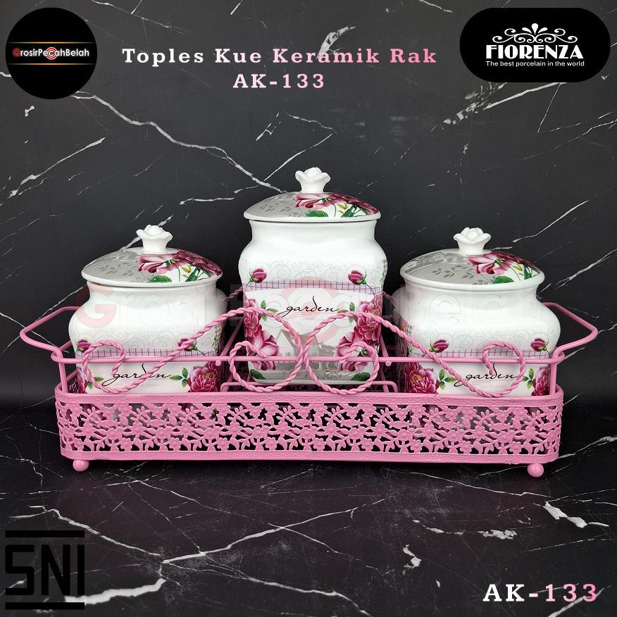TOPLES KUE MAKANAN PERMEN KERAMIK RAK SET MOTIF BUNGA FIORENZA AK-133