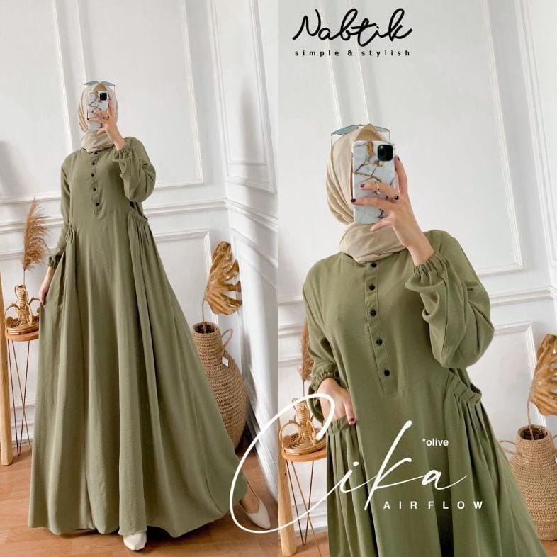 best sale gamis cika/ gamis cika nabtik/gamis polos/ gamis putih polos/gamis kringkle air flow/gamis