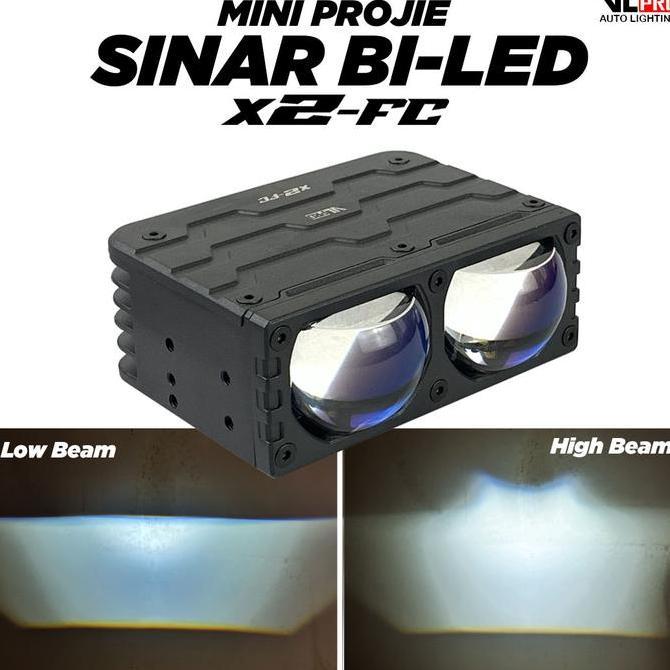Mini projie Sinar Biled VLPRO X2-FC Flat Cut off Blue Lens Lampu tembak Headlight Hi Low 12V Putih
