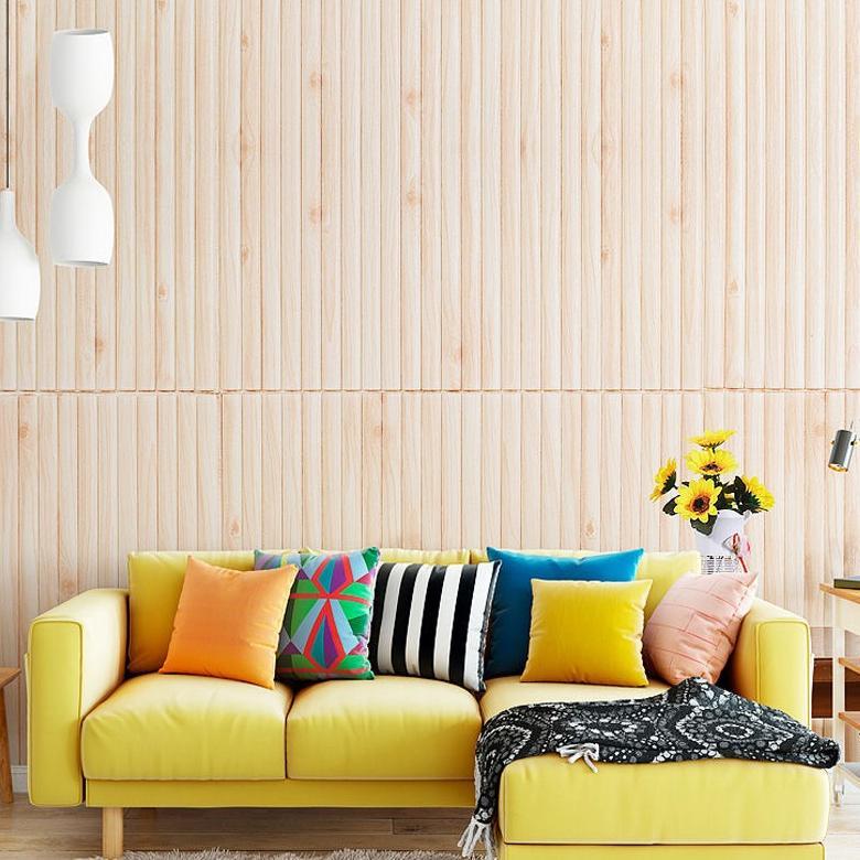 ready stock wallpaper home dinding foam 3d motif kayu silinder / stiker dinding plafon dekorasi kama