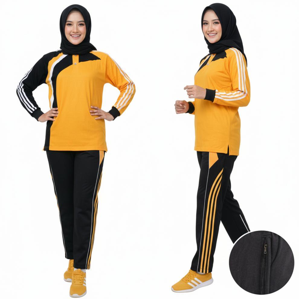 premium setelan training baju olahraga wanita lengan panjang