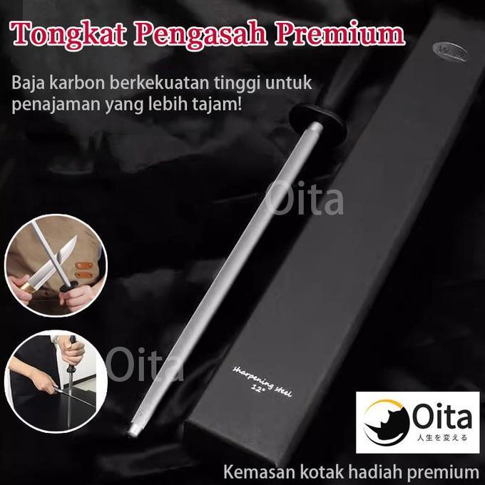 BEBAS ONGKIR - Asahan Pisau Stainless Pengasah Pisau Sharpening Steel Tongkat Pengasa