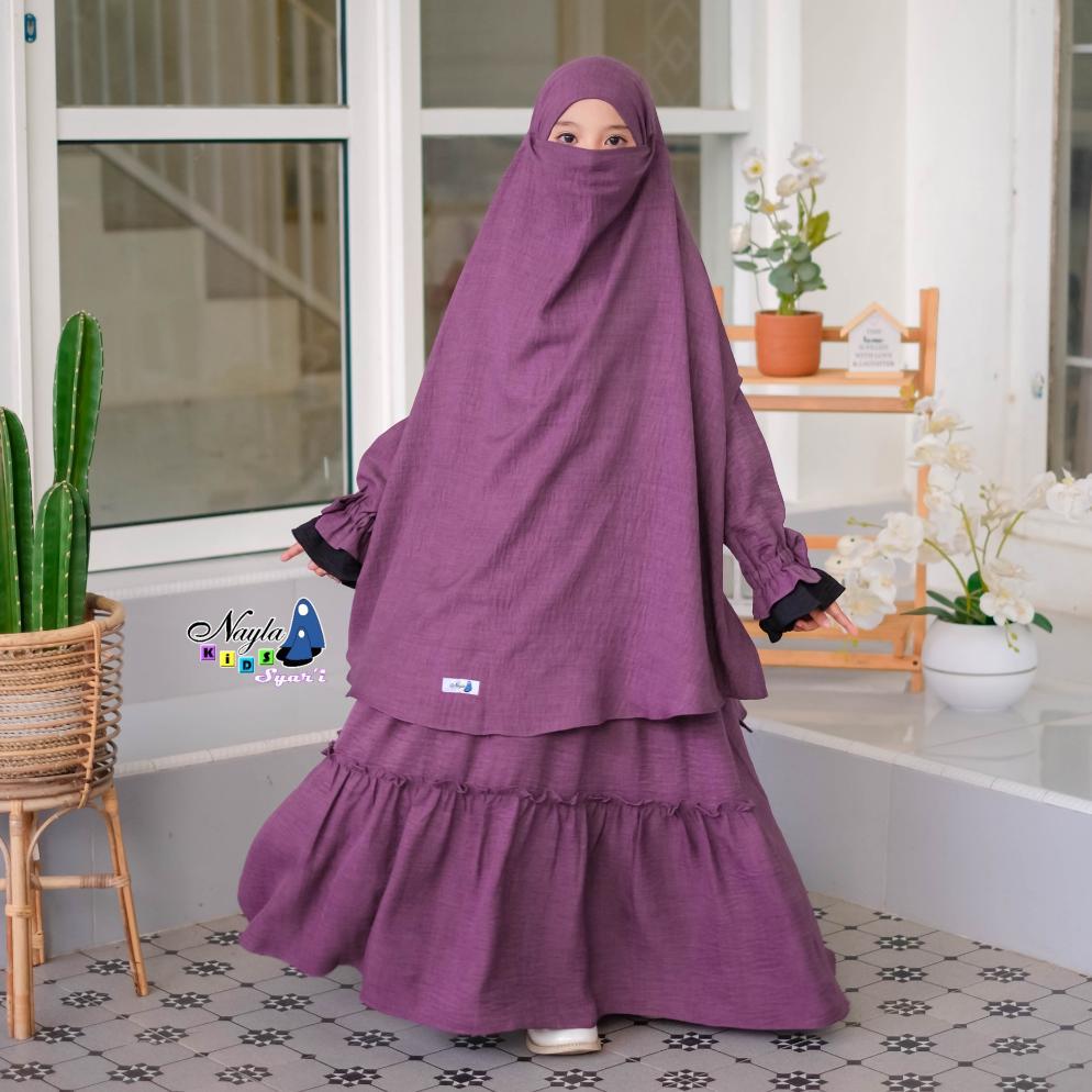 PAKET HEMAT ARUMI GAMIS ANAK SET JILBAB FRENCH KHIMAR BY NAYLA KIDS