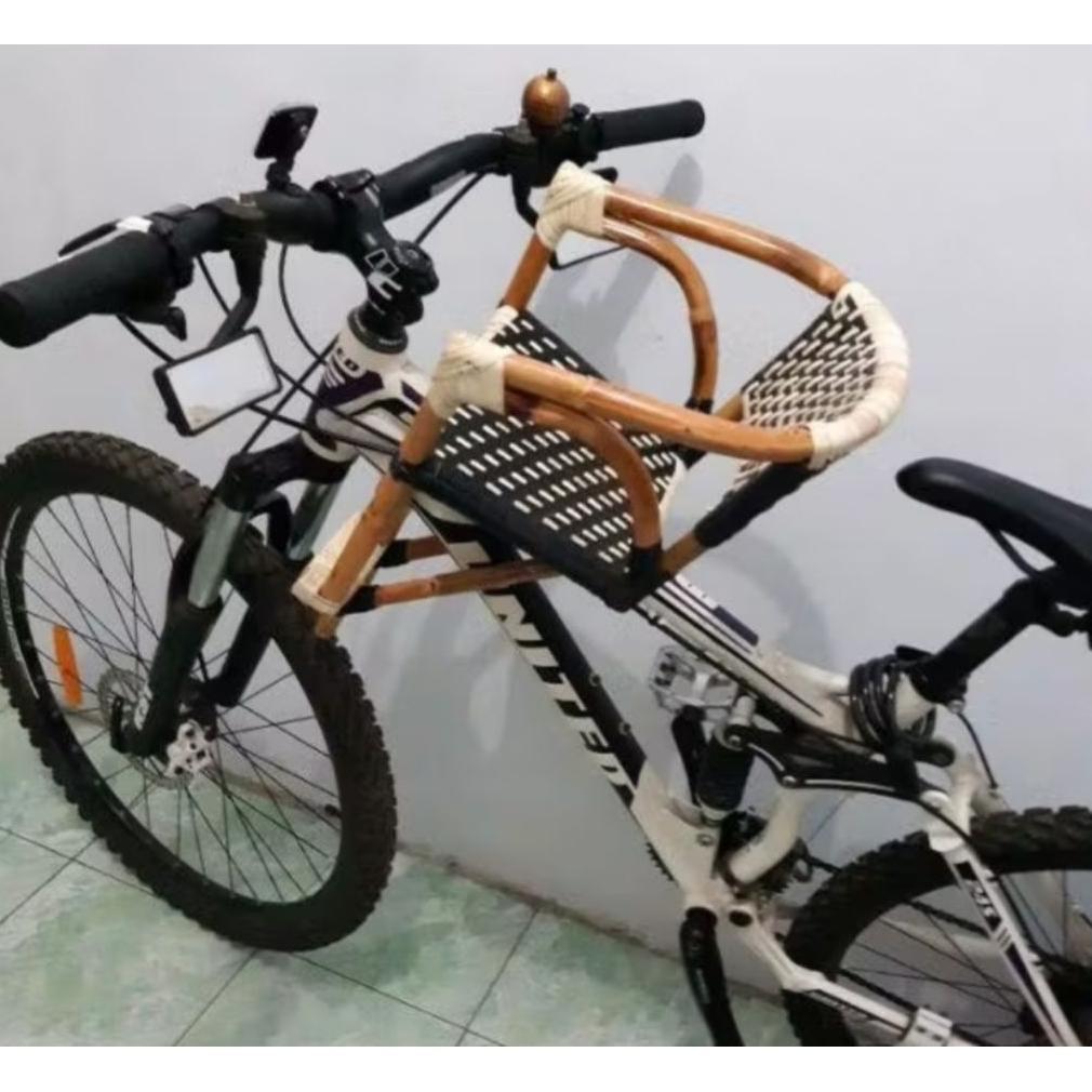 BIG PROMO Boncengan sepeda anak rotan/kursi boncengan depan rotan
