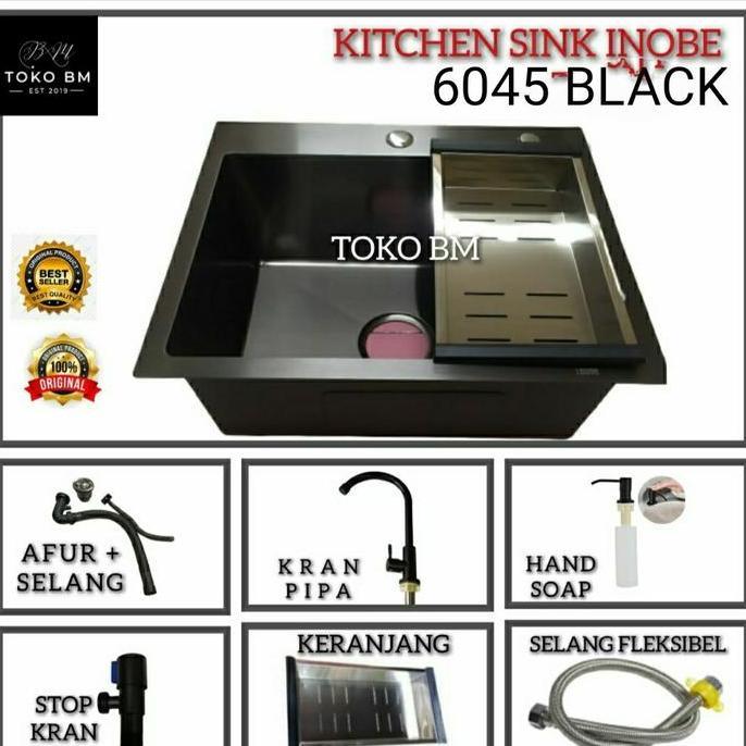 sink inobe 6045 hitam doff/paket sink inobe 6045 hitam doff