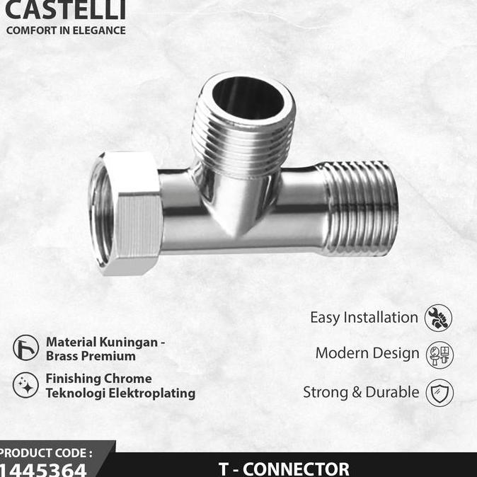 TERLARIS CASTELLI T KONEKTOR SAMBUNGAN KRAN/SHOWER T-CONECTOR 1445364