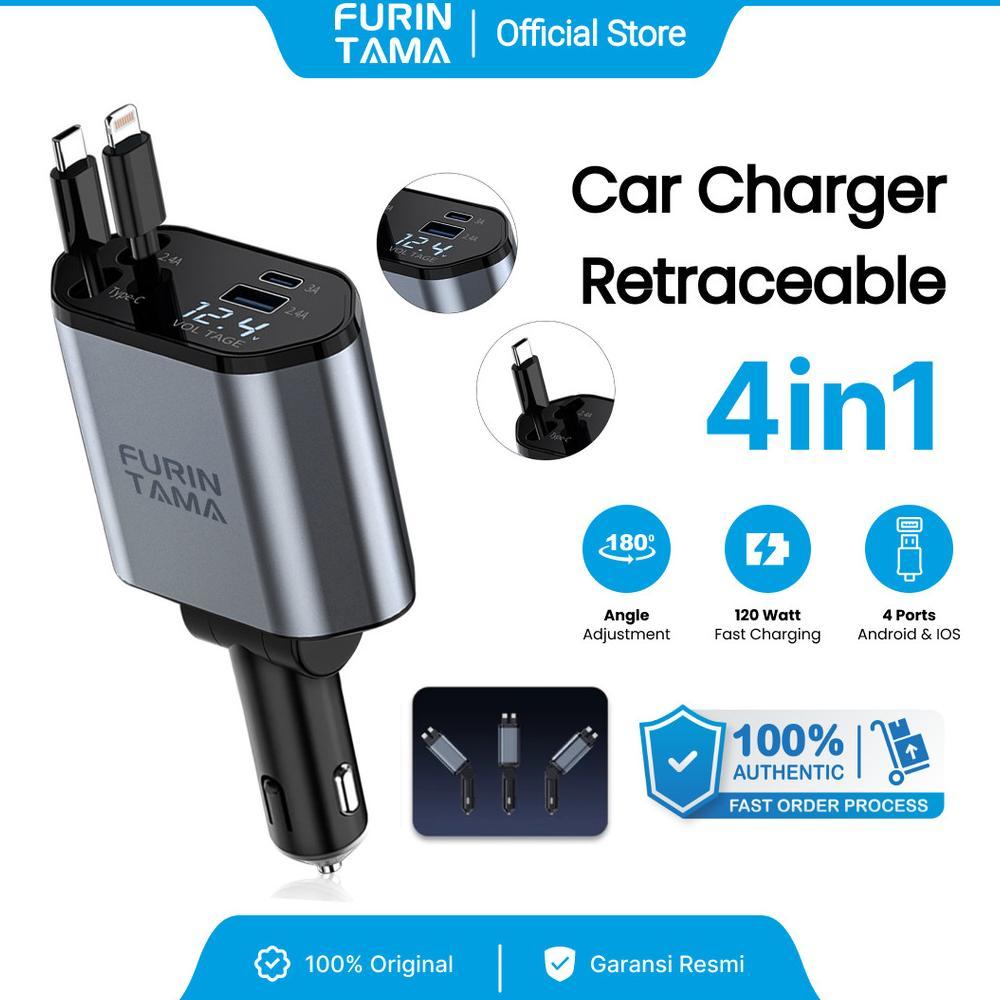 HOT PRODUCT FURINTAMA CAR CHARGER MOBIL 4 IN 1 PORT USB IOS ANDROID 120W