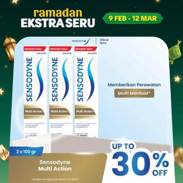 Sensodyne Toothpaste Pasta Gigi Sensitif Multi Action Aksi Ganda 3x100gr - TRIPLEPACK