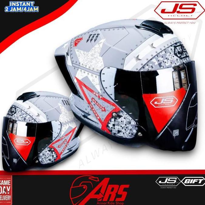 JS Helm Bintang Army Glossy Original SNI Pria Wanita Desain Keren Stylish Paket Ganteng Berkualitas 