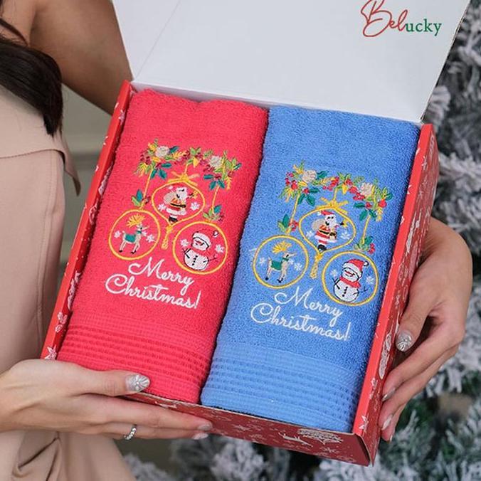 Handuk Ready Bordir Premium Kado Natal Christmas Hampers- CHRISTMAS