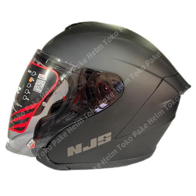 HELM NJS KAIROZ HITAM BLACK DOFF HALF FACE