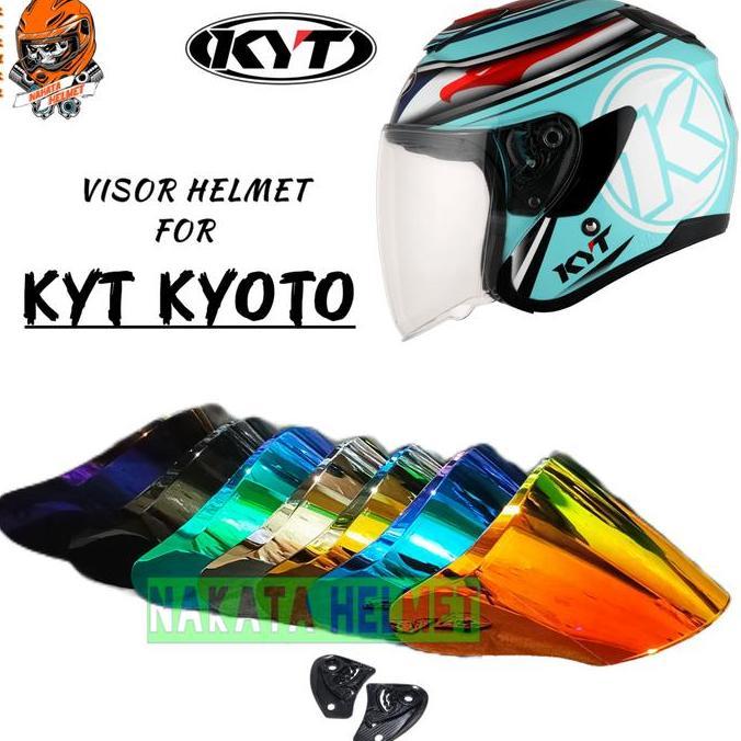 Kaca helm KYT KYOTO flat visor helmet kyt kyoto Smock Bening Silver Blue Redgold