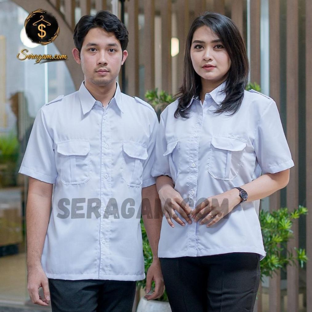 Termurah / Hot Sale Baju Dinas Pns Pdh Putih Pria Kemeja Pdh Pns Putih Bahan Drill Premium Terbaru D