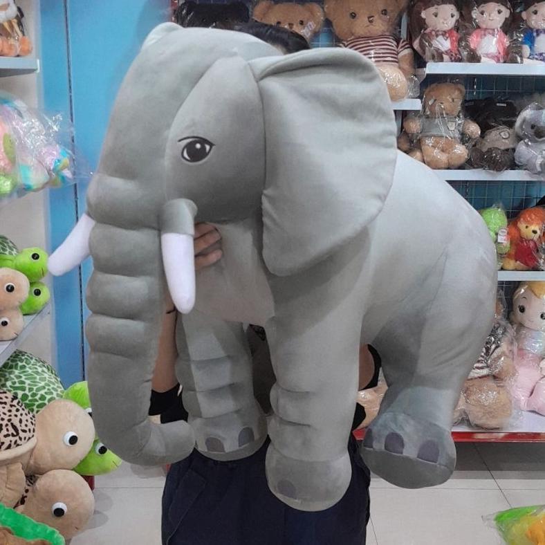 Premium Boneka Gajah Besar Elephant Jumbo Abu-Abu Bahan Halus & Lembut