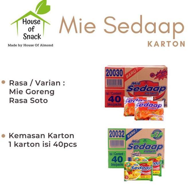 NEW MIE SEDAAP - KEMASAN KARDUS (KEMASAN BOX) ORI