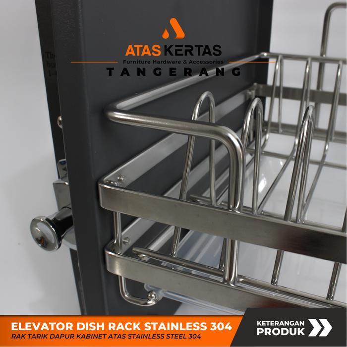 Elevator dish rack basket - rak tarik dapur kabinet atas - rak piring gelas stainless pull down Gaga
