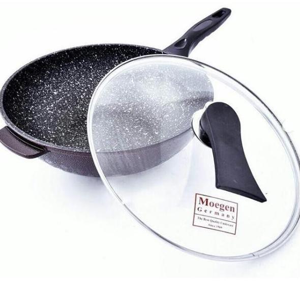 Wajan Teflon MOEGEN 30 Cm - Wok Pan Marble - MOEGEN GERMANY Aluminium Kaca Kitchenware
