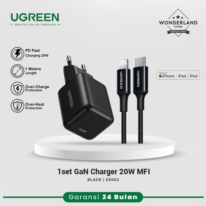Ugreen PD Fast Charger Set 20w+USB-C to Lightning Cable MFI CD137