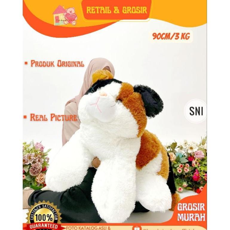 Murah Boneka Kucing Jumbo Sni Bahan Bulu Bulu | Boneka Kucing Besar Model Rebahan  Kualitas Sni | Bo