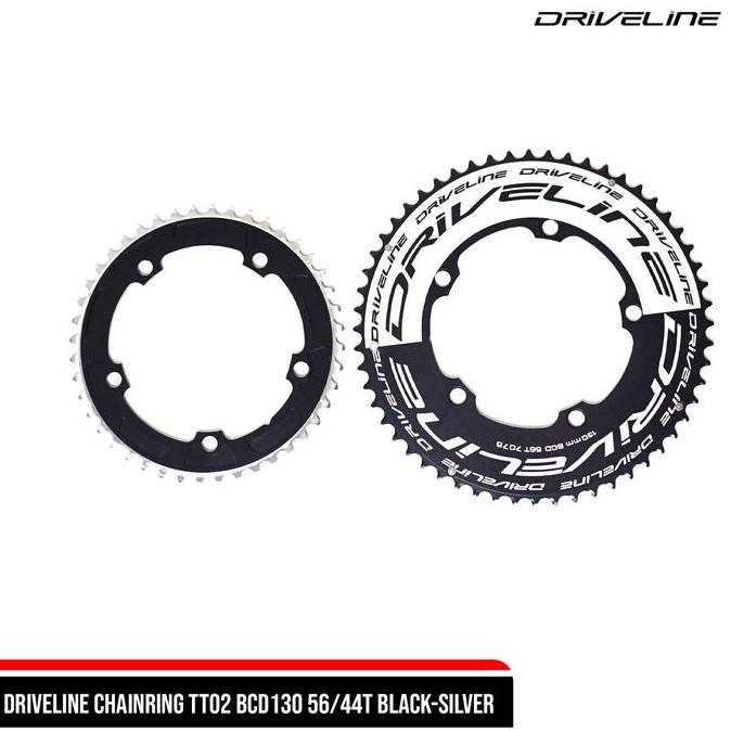 DRIVELINE CHAINRING TT02 BCD130 56/44T BLACK-SILVER
