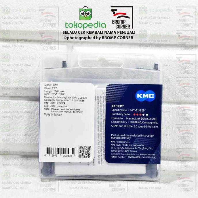 RANTAI SEPEDA 10 SPEED KMC X10 EPT CHAIN ORIGINAL TAIWAN - SILVER EPT