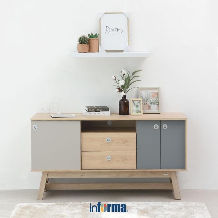 Informa Pierson Lemari Kabinet - Putih/Cokelat Oak Bufet Tv Meja Rak Buku Kabinet Penyimpanan Meja K