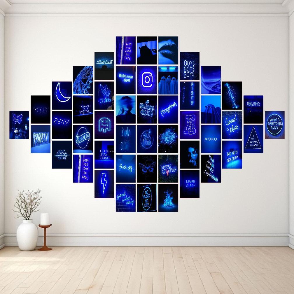 Paket Hemat Poster Dinding Aesthetic Bundle Blue Neon Isi 24/48 Poster | Poster Dinding  | Poster Ka