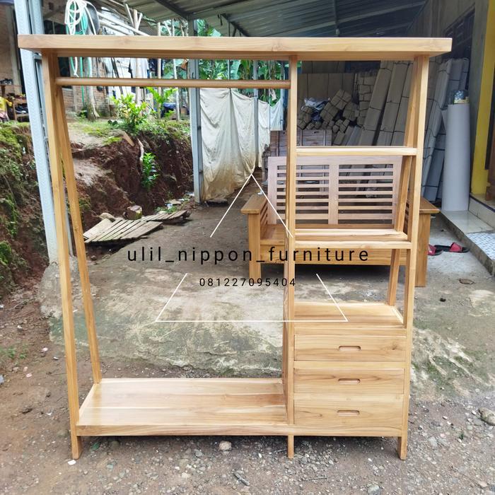 rak baju minimalis kayu jati