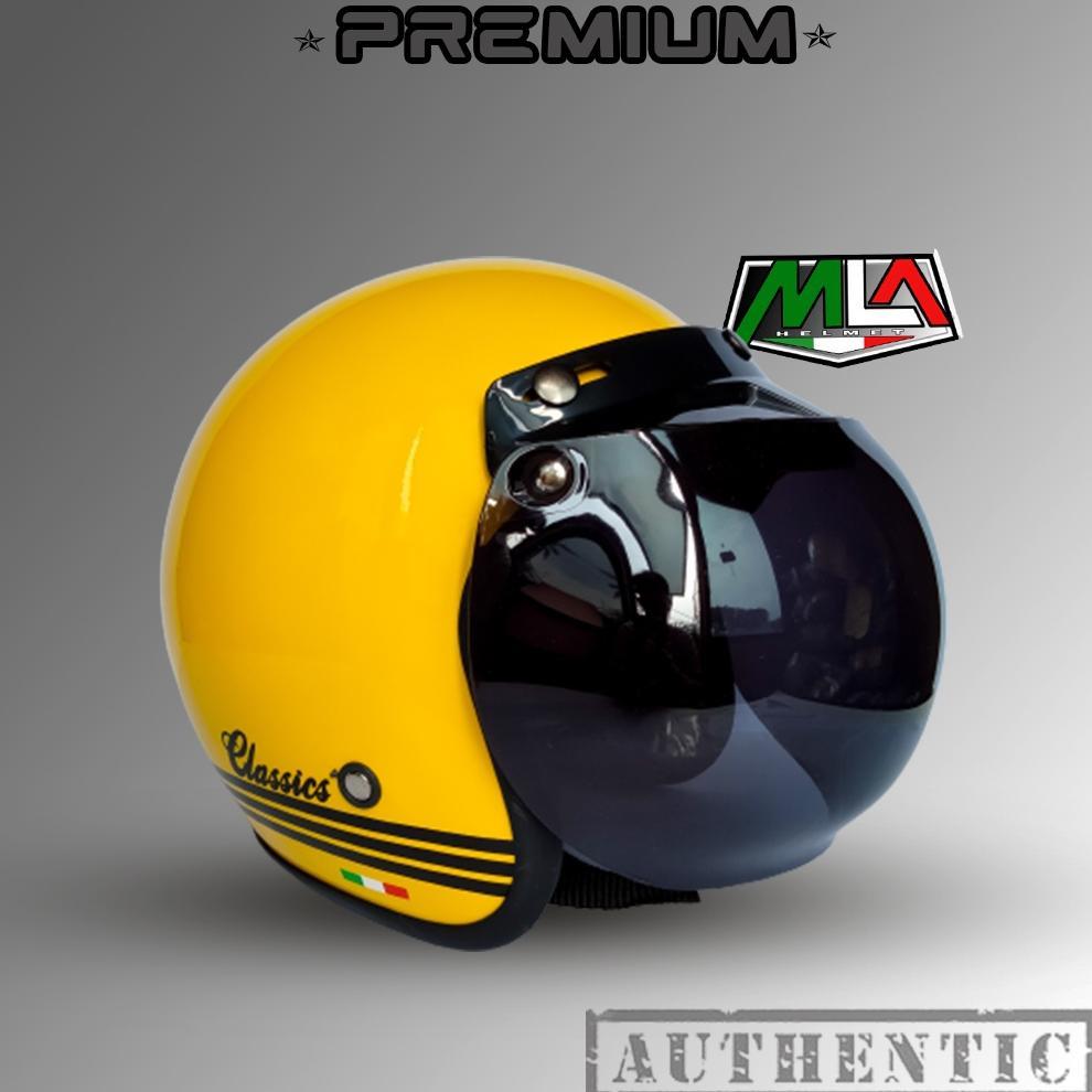 Grade Ori Helm Bogo Dewasa Full Leher Classic Kaca Datar Injak Hitam Bening Kualitas Premium Murah H