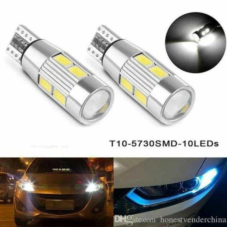Awet Lampu Led T10 Projie 10 Mata  Lensa Senja Kota Sein 12V Mobil Motor