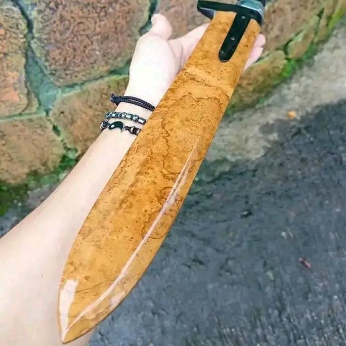 Golsem Bowie Baja Aisi D2, Sarung Kayu Excotic Burl Jati