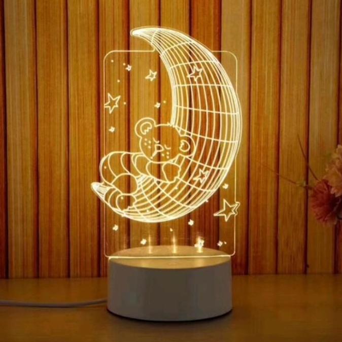 LAMPU HIAS LED MOTIF 3D TRANSPARAN / LAMPU TIDUR LED 3D TRANSPARAN