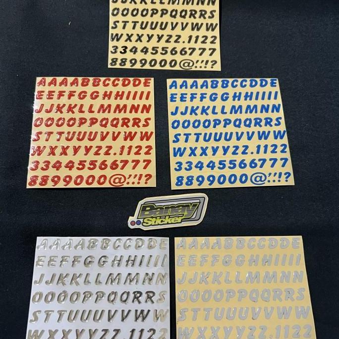 STICKER EMBLEM HURUF ABJAD ANGKA TIMBUL 3D