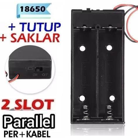 Battery Box Holder Tempat Batere 18650 + Tutup Saklar Switch On-Off