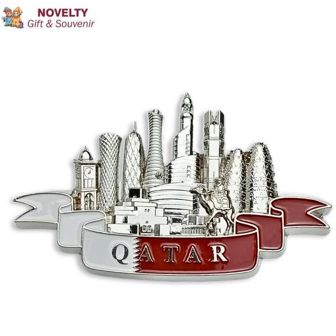 Magnet tempelan kulkas metal souvenir Qatar negara timur tengah
