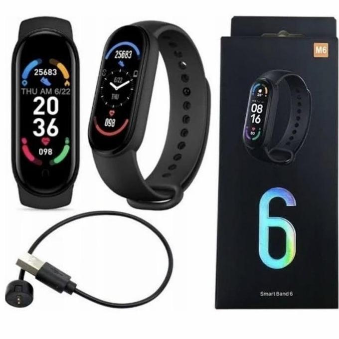 SmartWatch M6 Smartband Like Mi Band 2022 Anti Air Original Jam Pintar