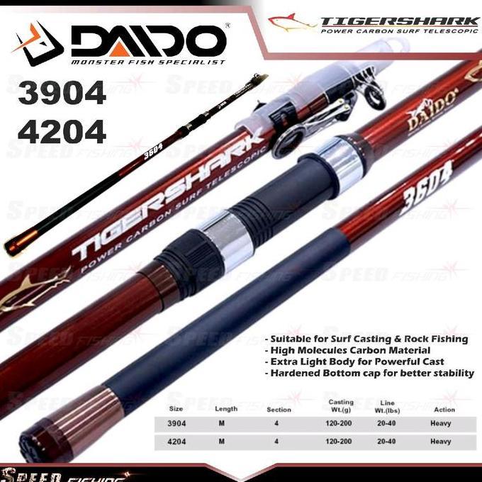 Joran Pancing Daido Tiger Shark 390 420 Telescopic Surf Rod Carbon Mancing Umpan