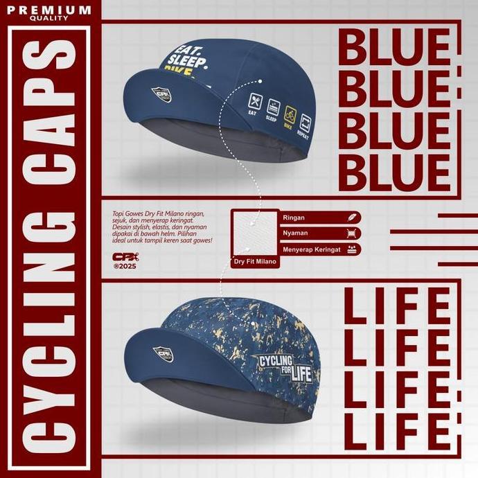 Topi Sepeda MTB Downhill Roadbike Printing Gowes Cycling Cap Menyerap Keringat Outdoor