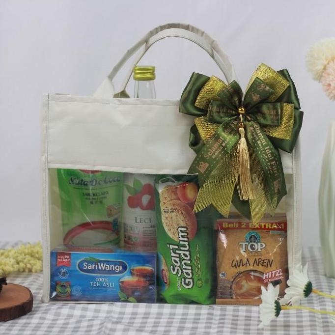 Tas Mika Estetik | Goodie bag PVC Bening Kombinasi Murah Tebal
