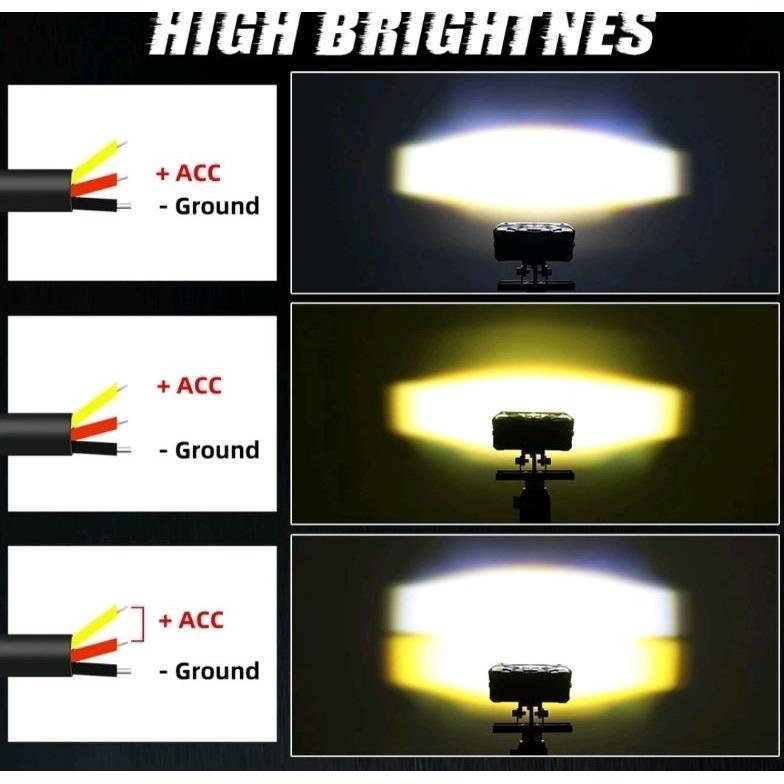 Tahan Lama Lampu Tembak Sorot Depan Mobil 3 Mata Led Motor 12V Putih Kuning White Yellow Agya Calya 