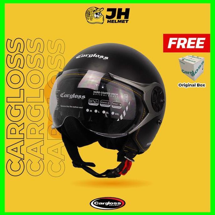 Helm Cargloss YRM Hitam Dof (Half Face/Helm Retro/Classic/Klasik/Vespa)