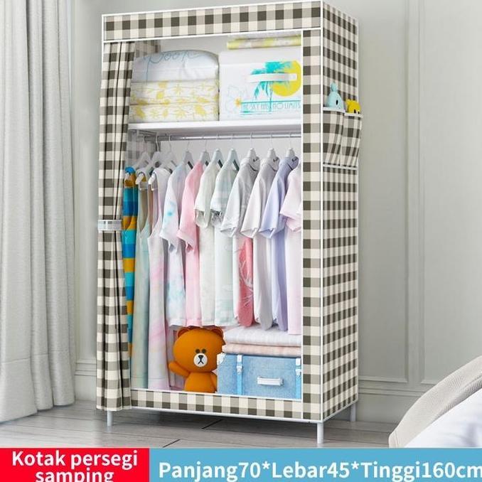 BLANCHENAM Lemari Pakaian Portable Single Lemari Kain Portable Resleting Lemari Pakaian Minimalis